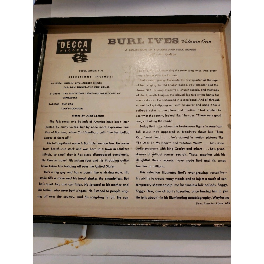 Vintage Burl Ives Collection of Ballads Folk Songs 3 Decca 78 Records 1945 C-6 - Picture 7 of 12